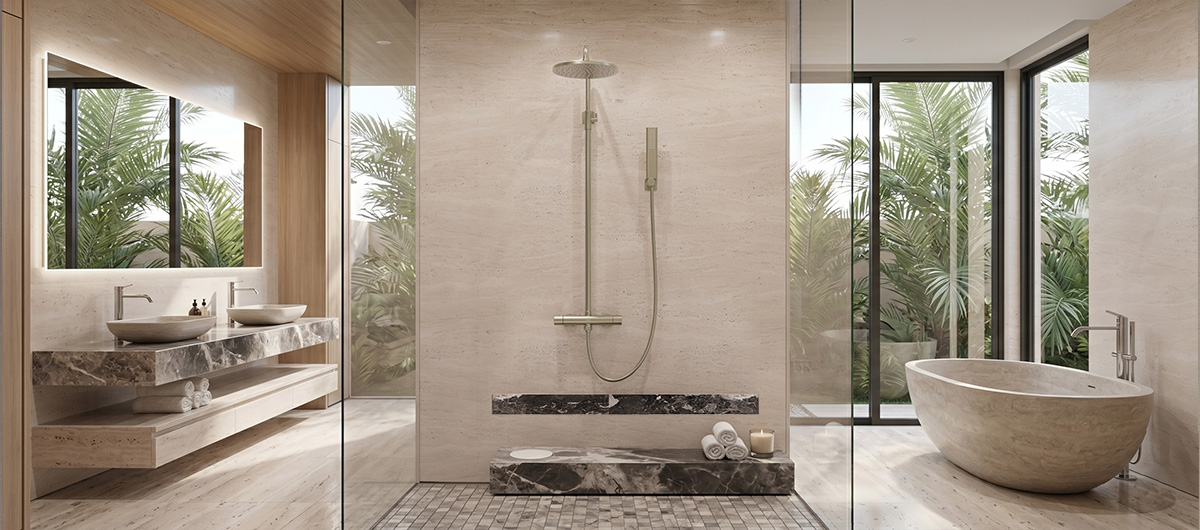 Thermostatic shower columns