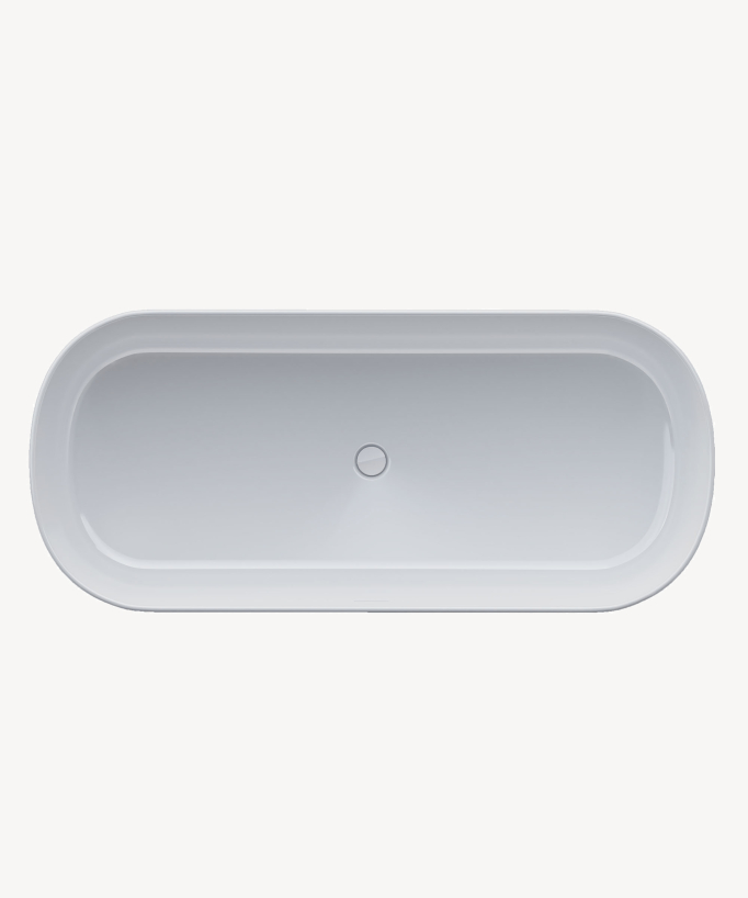 Tempo Freestanding Acrylic Bath with Cord Detail - Glossy White