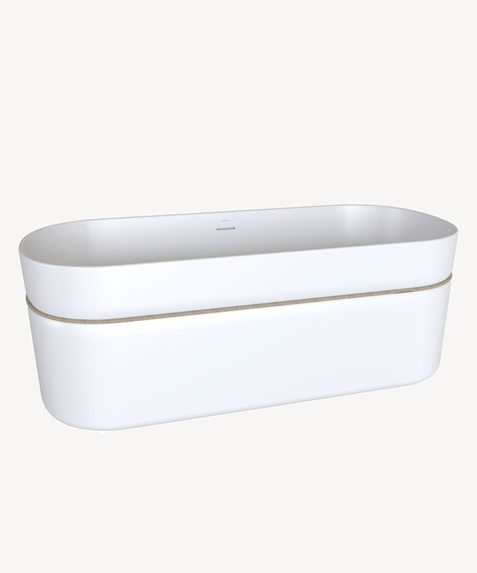 Tempo Freestanding Acrylic Bath with Cord Detail - Glossy White