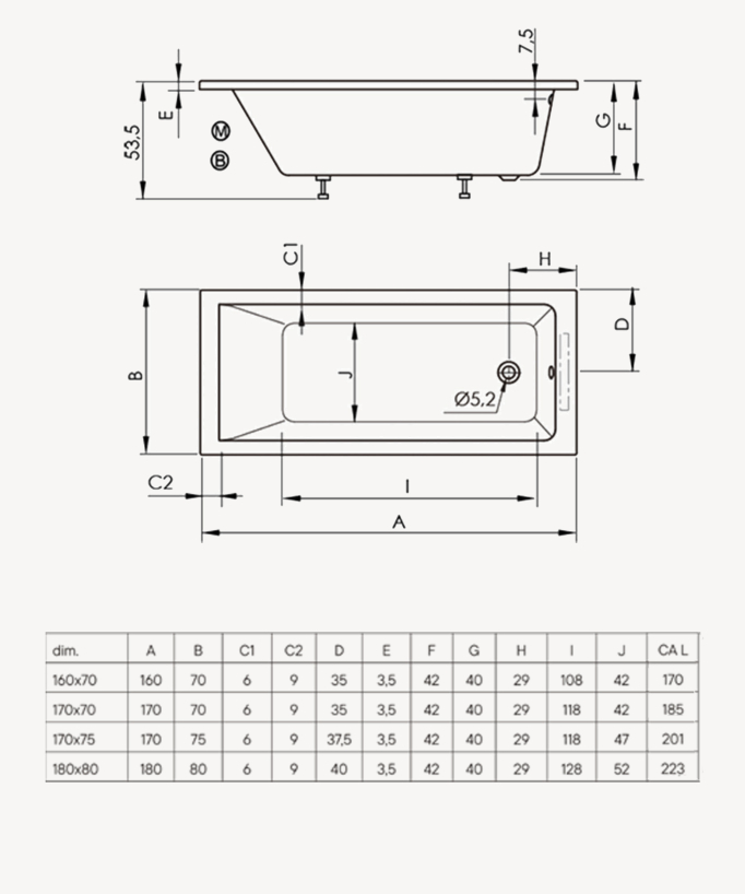 Bali Classic Rectangular Built-in Bath - Glossy White