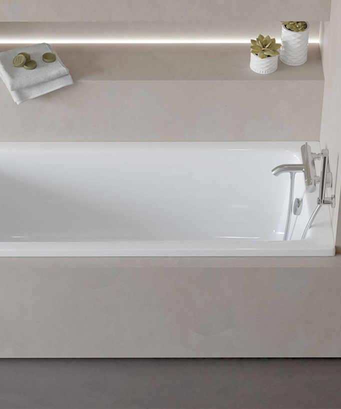 Bali Classic Rectangular Built-in Bath - Glossy White