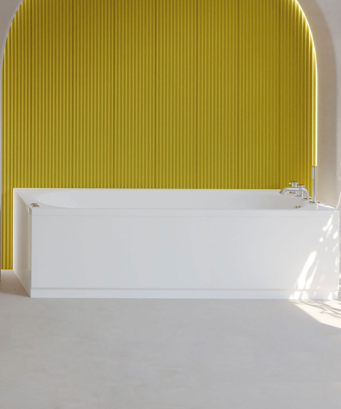 Serena Acrylic Bath with SH Panel - Glossy White