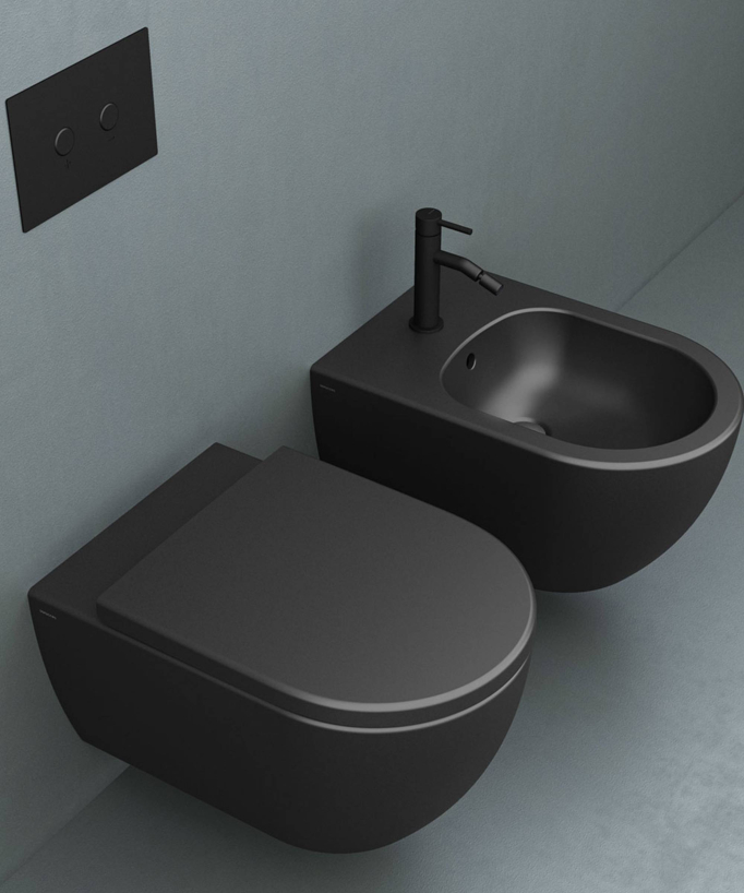Arc Wall-Hung Toilet with Soft-Close Seat - Matte Black