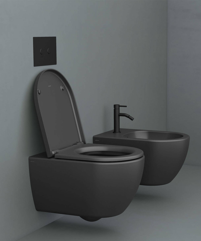 Arc Wall-Hung Ceramic Bidet - Matte Black