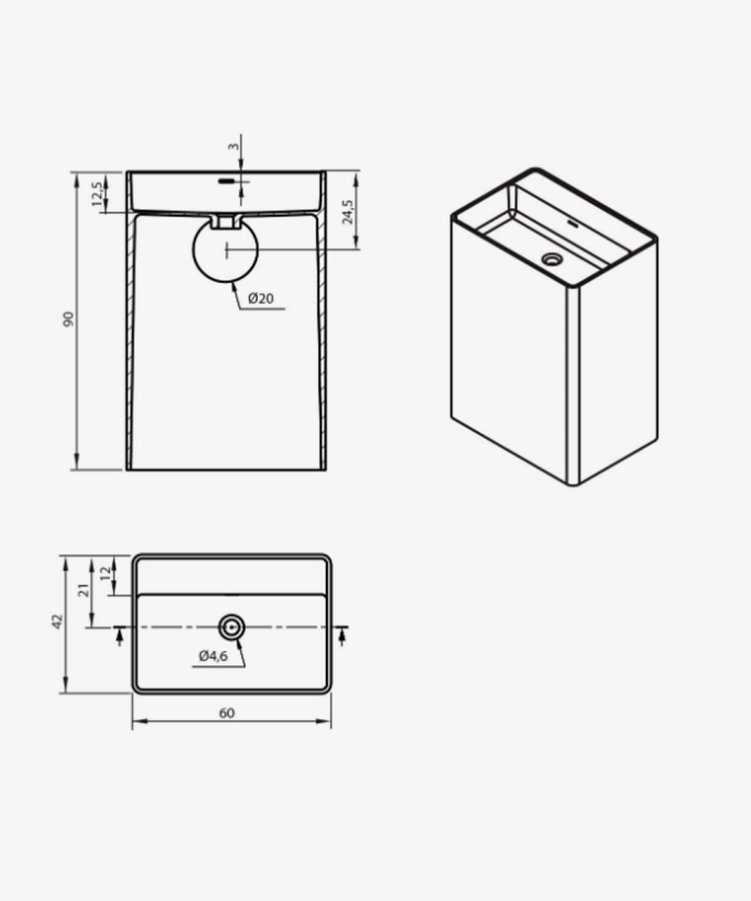 Cabanes Modern Freestanding Basin - White