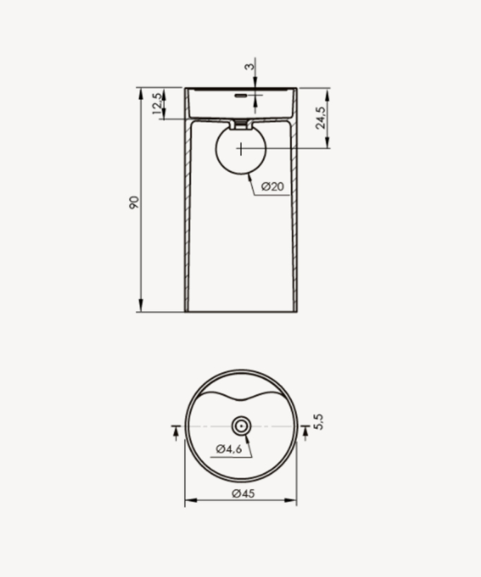 Vistabella Modern Freestanding Basin - White - Ø45 cm