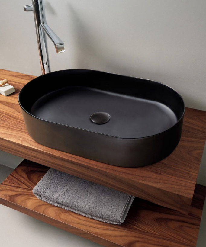 Trapani Oval Ceramic Basin - Matte Black