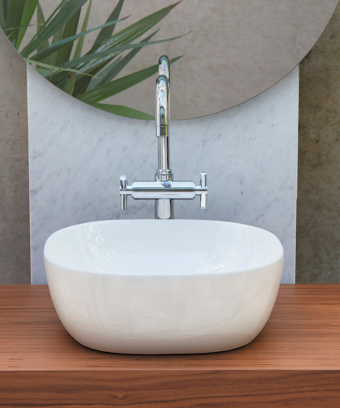 Palermo Square Ceramic Basin - White