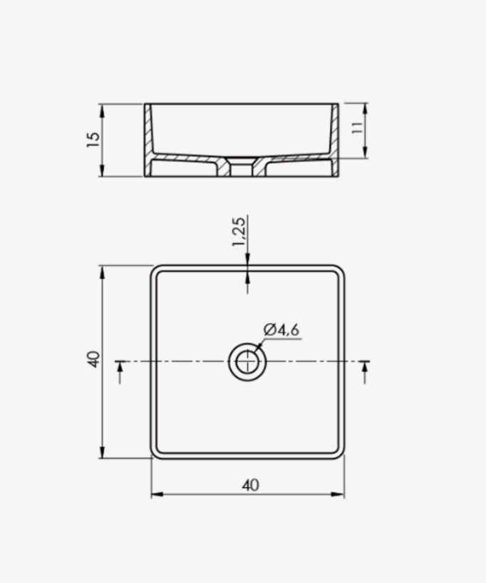 Artana Modern Square Basin - White - 40 cm