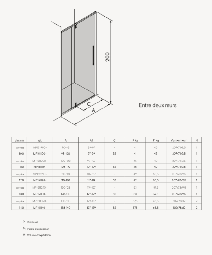 Slim Pivoting Shower Screen - Black