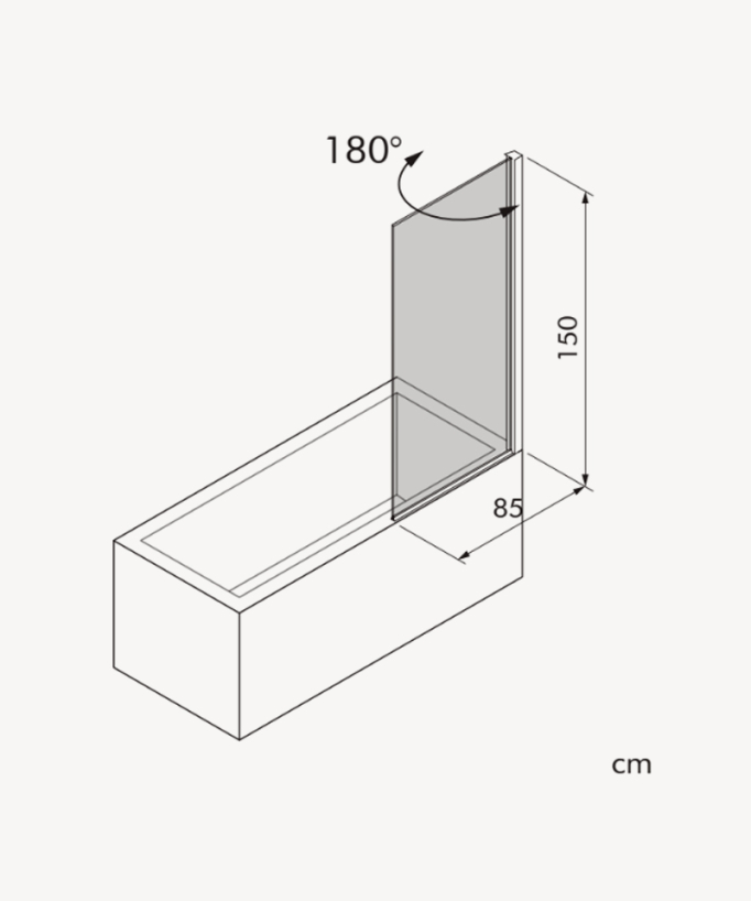 Pivoting Bath Screen 85 x 150 cm - Chrome