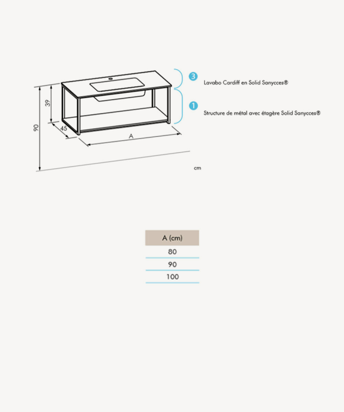 Uno Metal Wall-Hung Vanity Unit with Integrated Basin