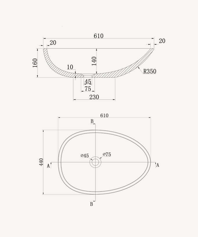 Nkayi Oval Countertop Basin - Matte White