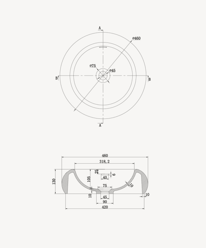 Sibiti Round Countertop Basin - Matte White - Ø46 cm