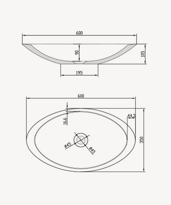 Kinkala Oval Countertop Basin - Matte White