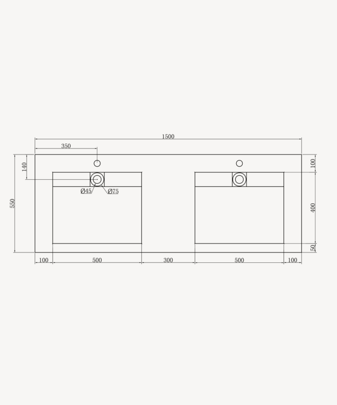 Maniema Wall-Hung Double Basin - Matte White