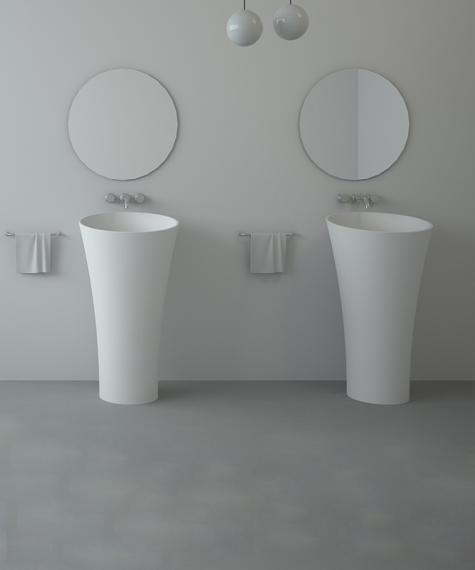 Oyo Freestanding Round Pedestal Basin - Matte White