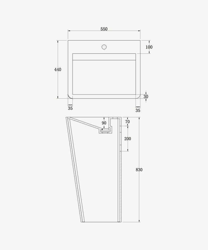 Linzolo Rectangular Freestanding Basin - Matte White