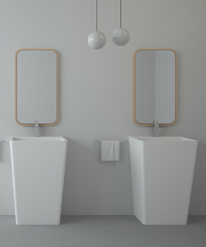 Linzolo Rectangular Freestanding Basin - Matte White