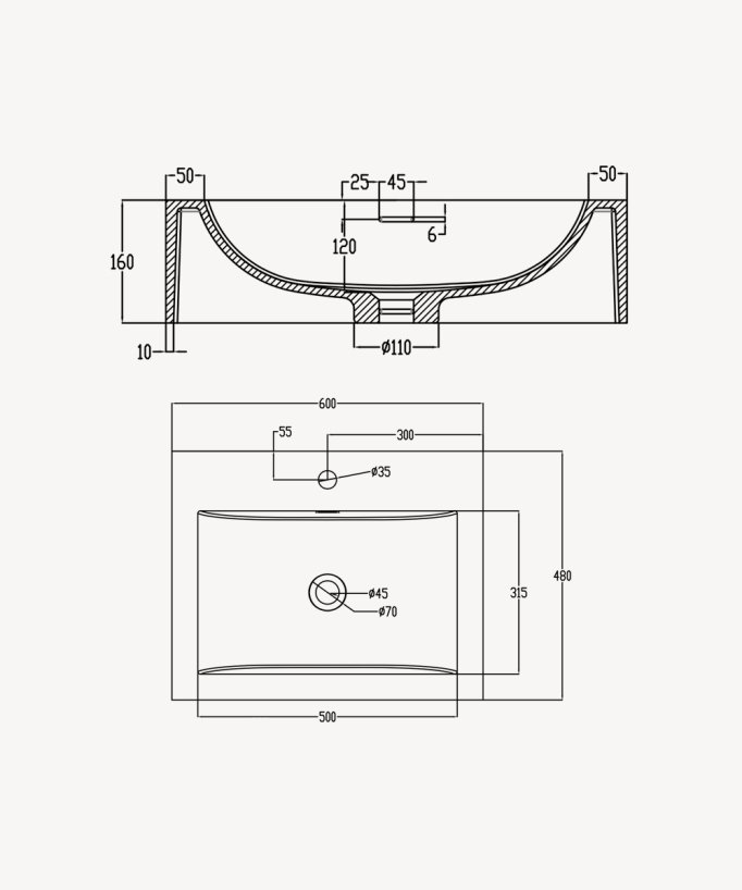 Kongo Wall-Hung Basin - Matte White