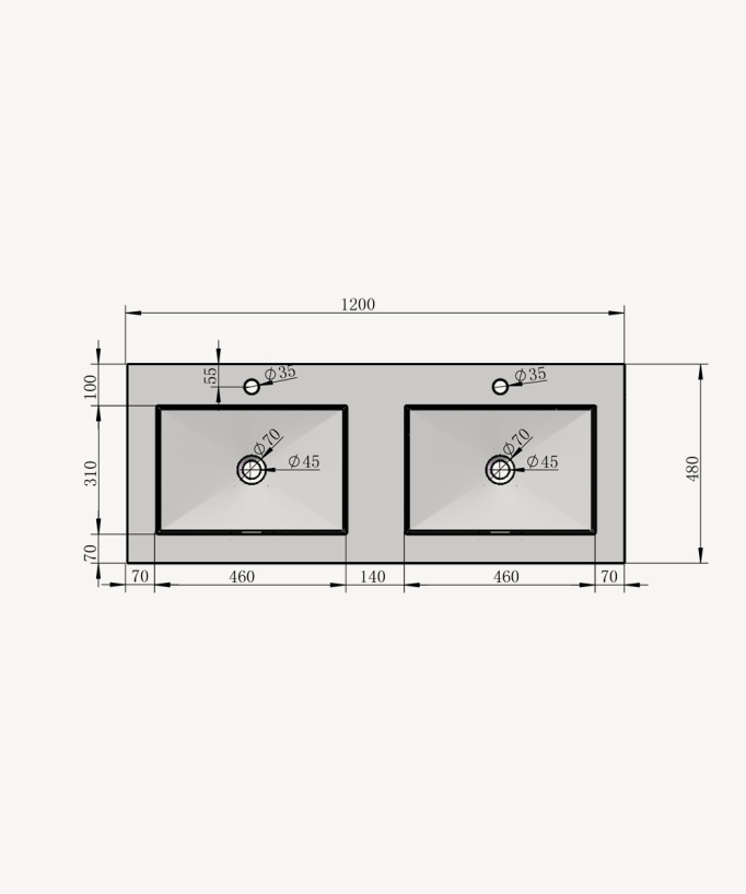 Lodja Wall-Hung Double Basin - Matte White