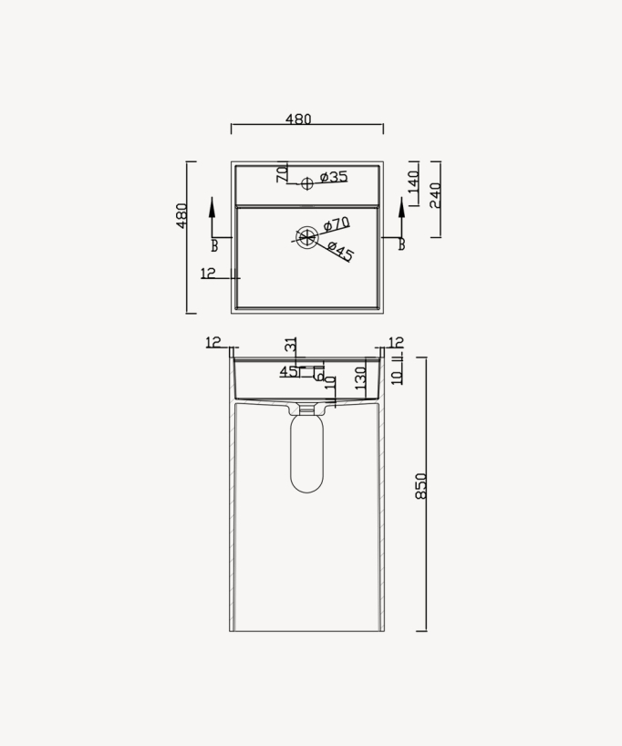 Okoyo Square Freestanding Basin - Matte White
