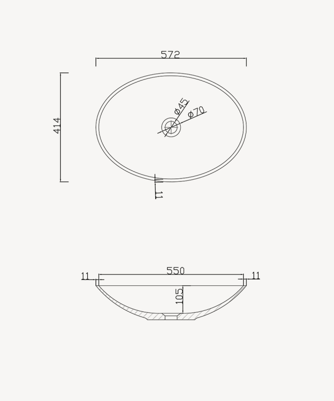 Kabinda Oval Countertop Basin - Matte White