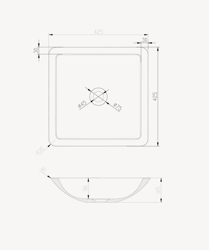Isiro Square Countertop Basin - Matte White