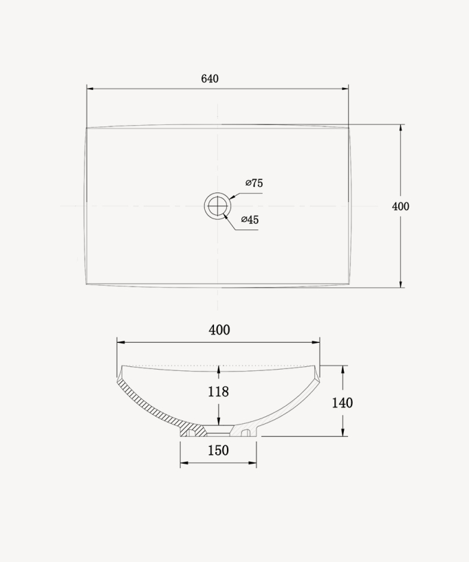 Kamina Rectangular Countertop Basin - Matte White