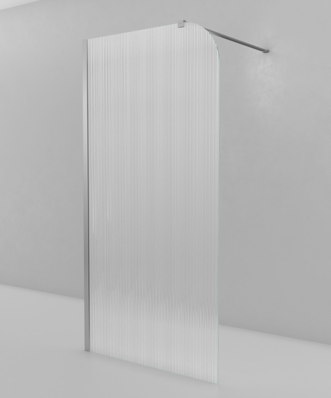 Cuba Fluted Glass Shower Screen - Chrome Profile