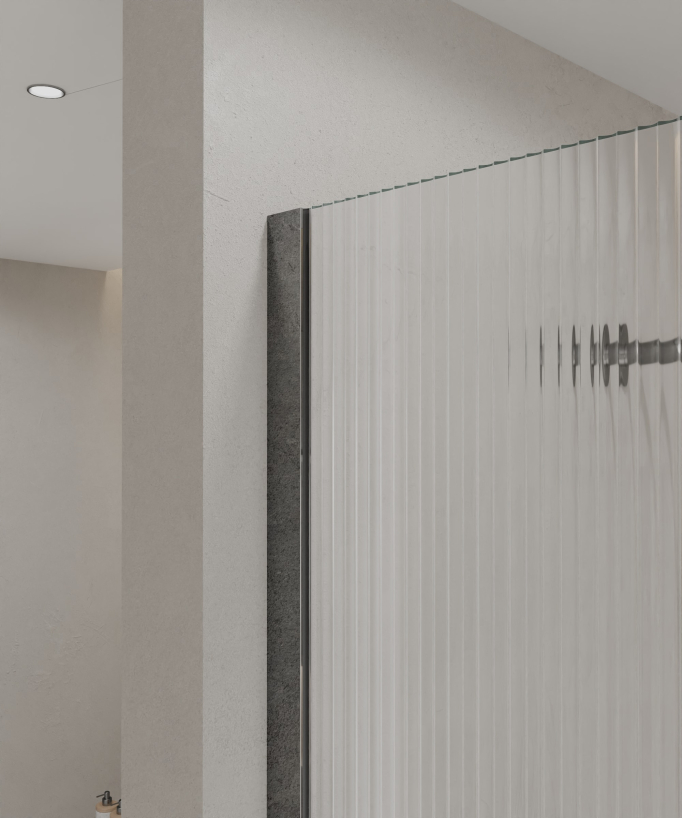 Cuba Fluted Glass Shower Screen - Chrome Profile