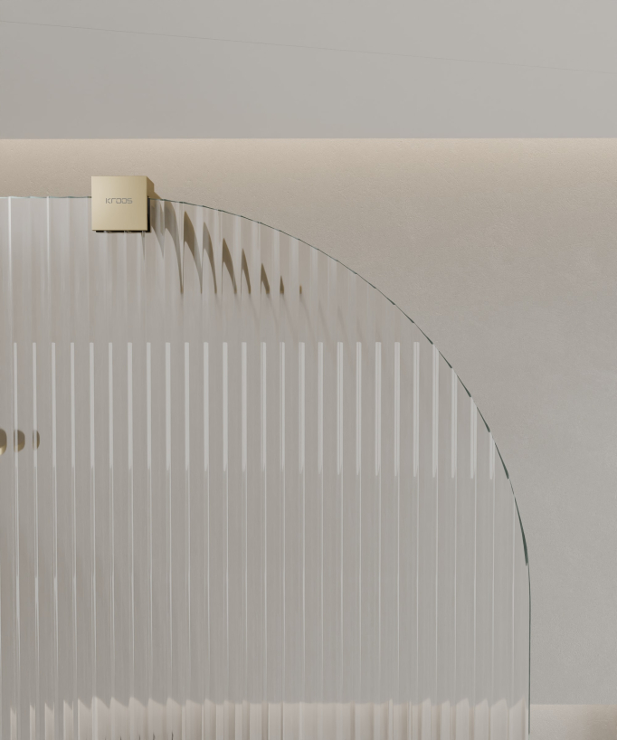 Cuba Fluted Glass Shower Screen - Brushed Gold Profile