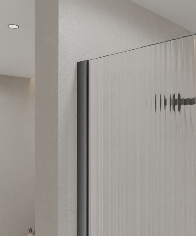 Cuba Fixed Fluted Glass Shower Screen - Gunmetal Profile