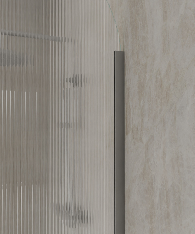 Nisa Arch Fluted Glass Shower Screen - Gunmetal