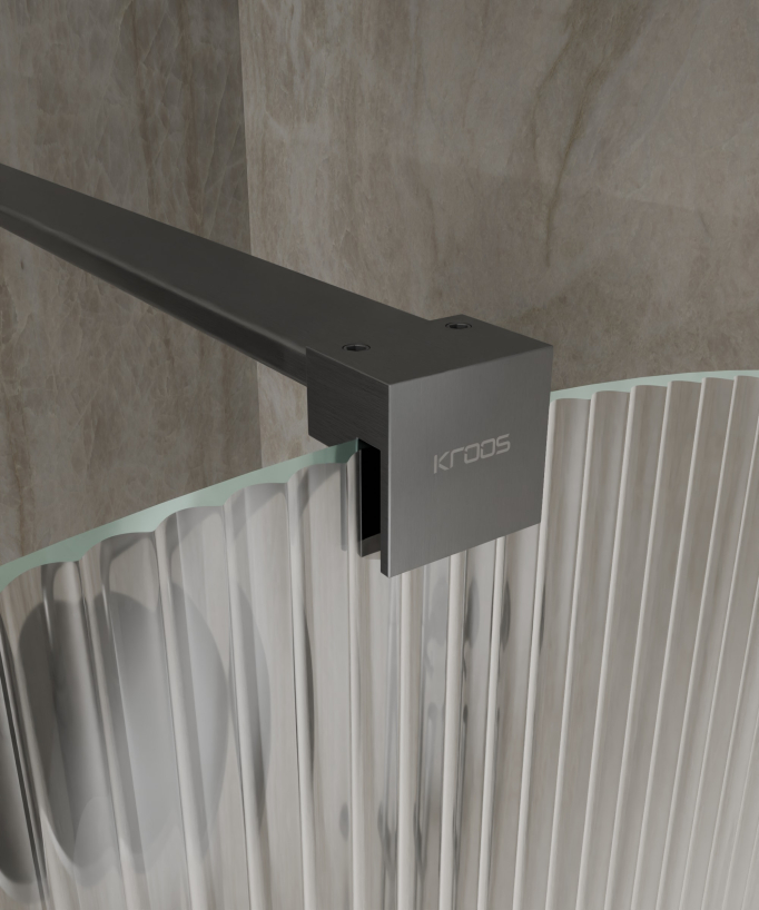 Nisa Arch Fluted Glass Shower Screen - Gunmetal