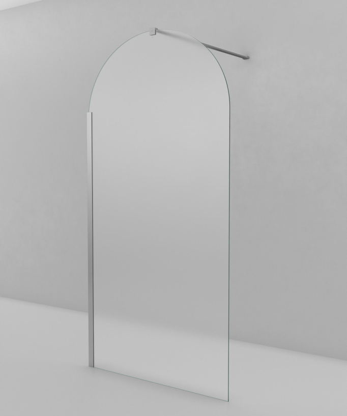 Santana Fixed Rounded Ice Glass Shower Screen - Chrome