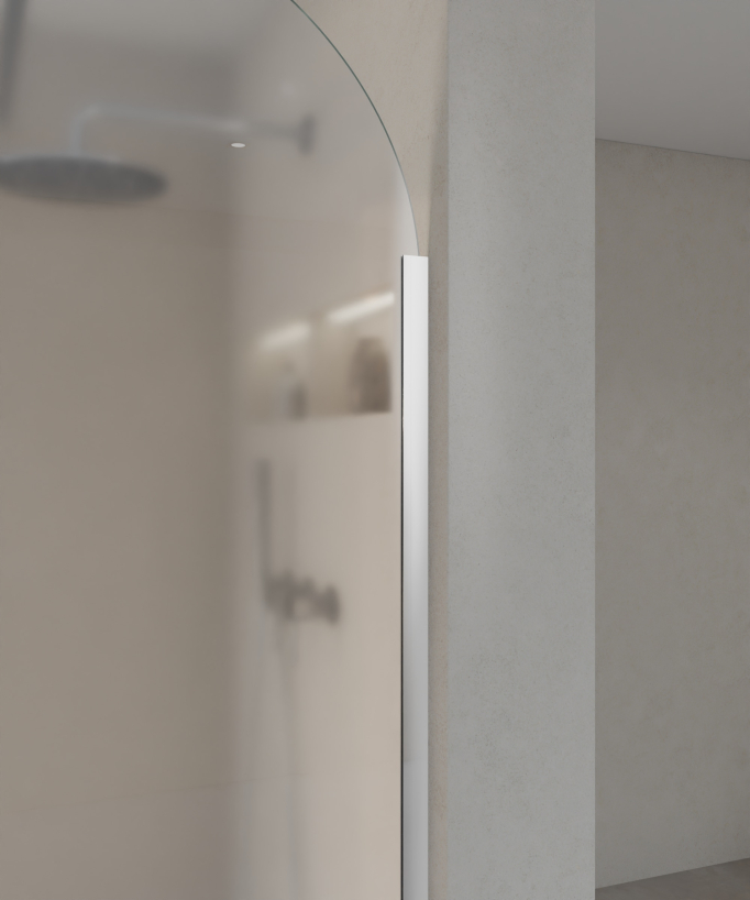 Santana Fixed Rounded Ice Glass Shower Screen - Chrome