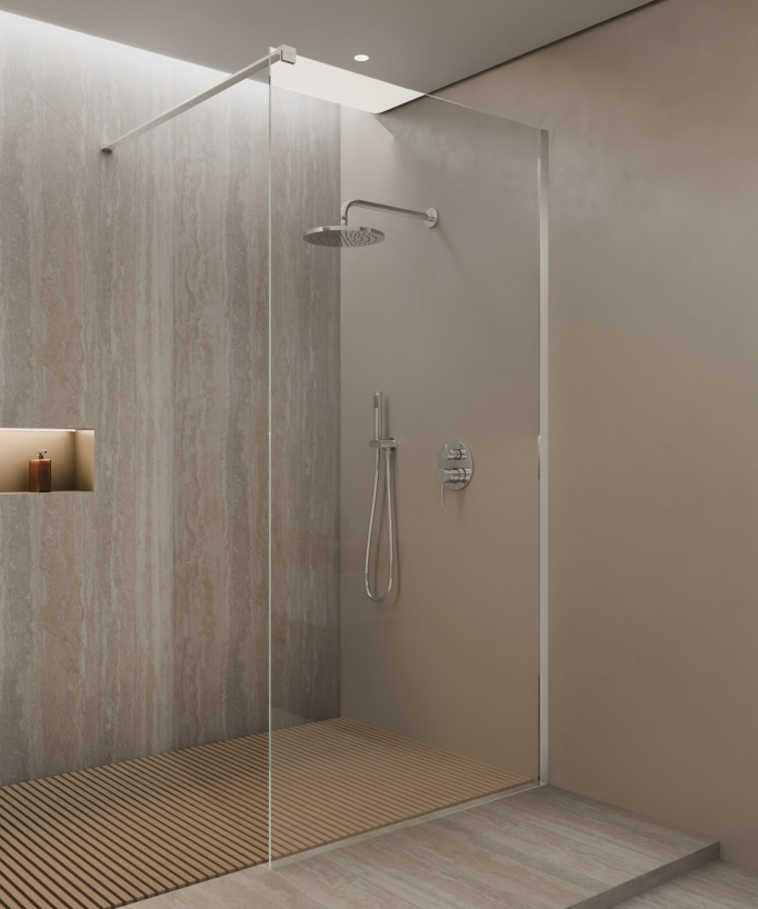 Lixa Fixed Transparent Glass Shower Screen - Chrome