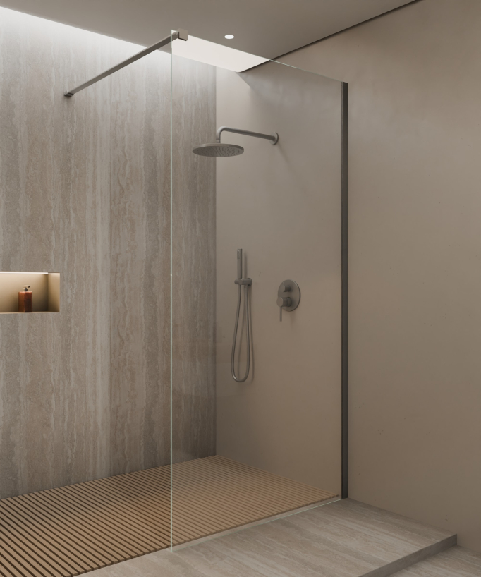 Lixa Fixed Shower Screen - Gunmetal Finish