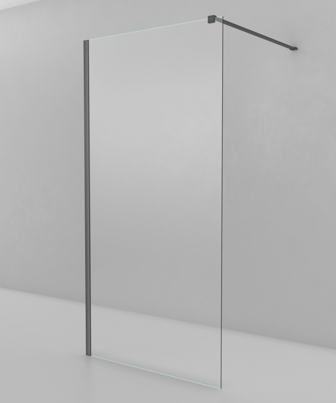 Lixa Fixed Shower Screen - Gunmetal Finish