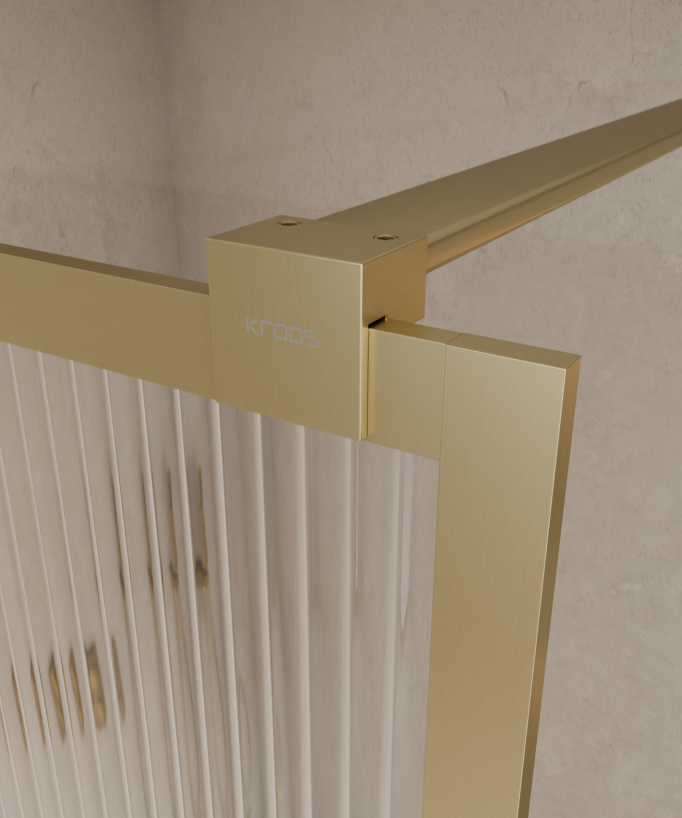 Sintra - Fixed Shower Panel with Brushed Gold Profiles and Fluted Glass