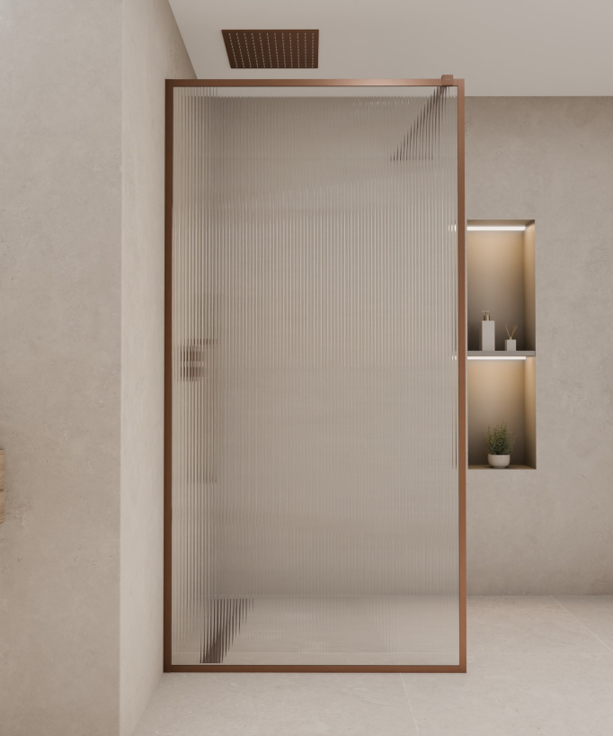 Sintra - Walk-in Shower Screen, Brushed Rose Gold Finish