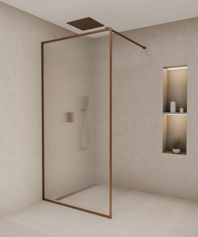 Sintra - Walk-in Shower Screen, Brushed Rose Gold Finish