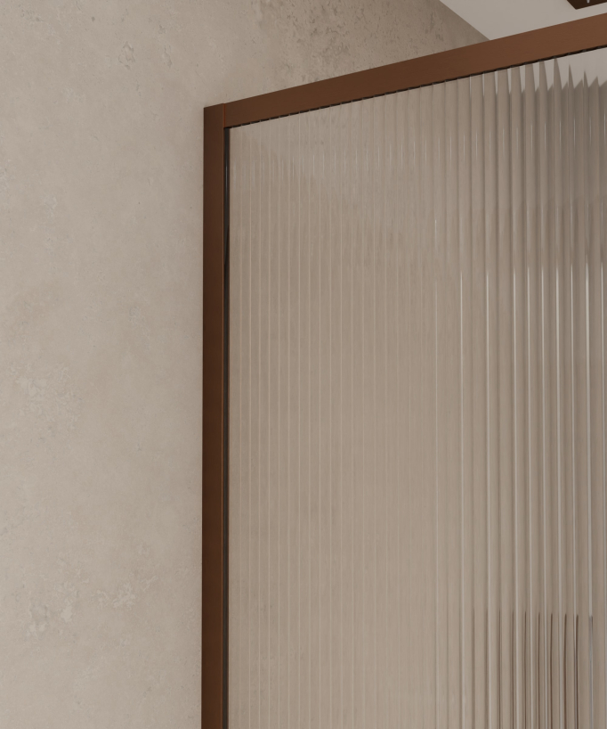 Sintra - Walk-in Shower Screen, Brushed Rose Gold Finish