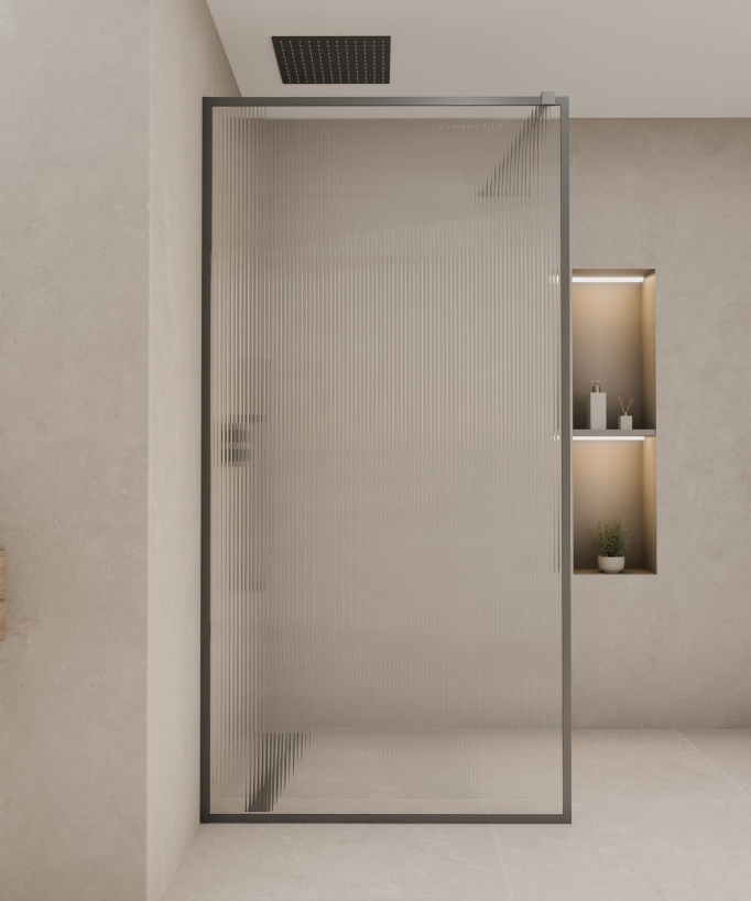 Sintra - Paroi de douche verre cannelé, cadre gunmetal