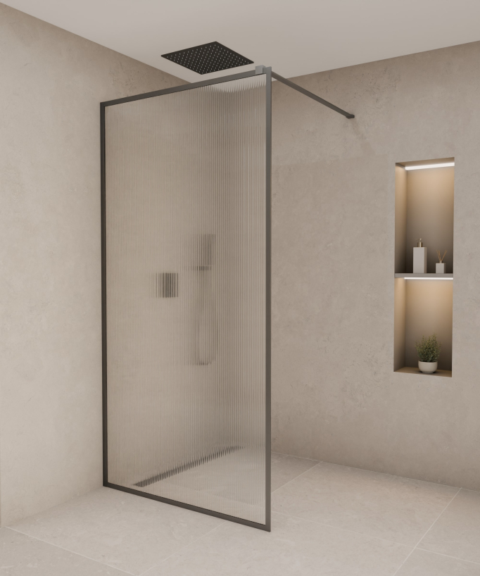 Sintra - Paroi de douche verre cannelé, cadre gunmetal