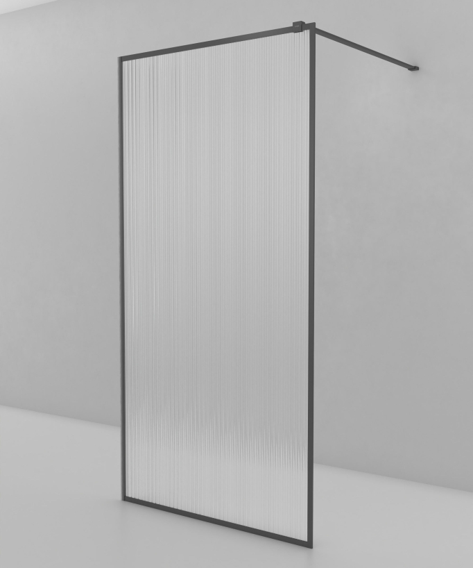 Sintra - Paroi de douche verre cannelé, cadre gunmetal