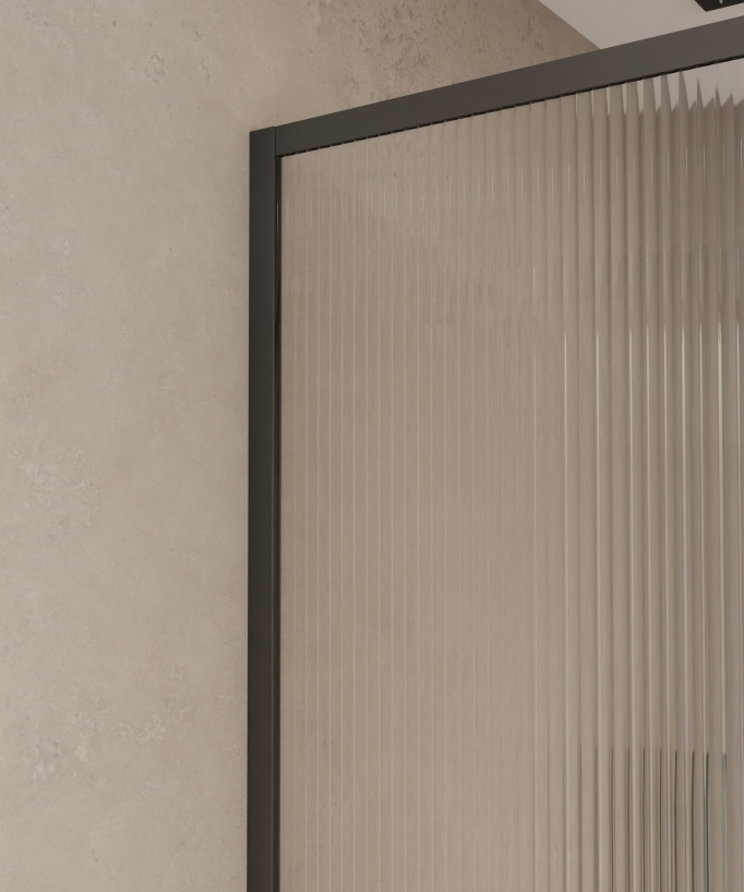 Sintra - Paroi de douche verre cannelé, cadre gunmetal