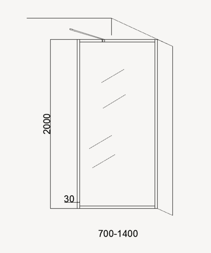Evora - Fixed Shower Screen in Clear Glass, Brushed Gold Frame