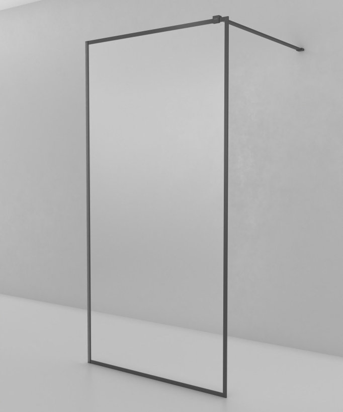 Evora - Fixed Shower Screen in Clear Glass, Gunmetal Frame